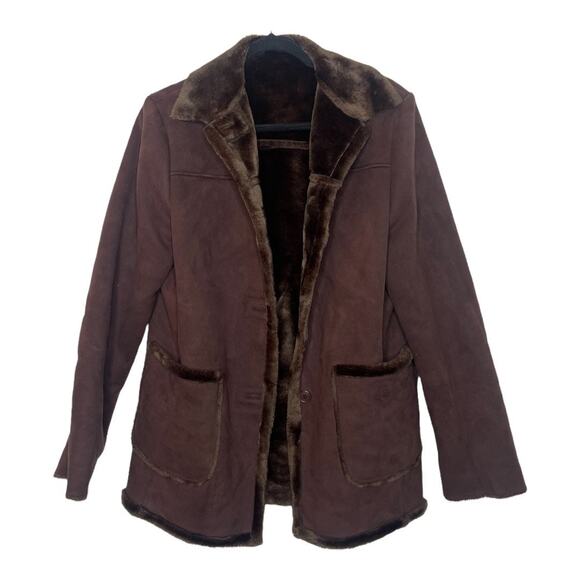 Women’s JPercy Fur Suede Chocolate Brown Jacket, Size -M Trendy jacket shacket - Picture 1 of 5